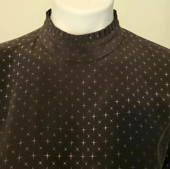 Equipment Femme Aurora Highneck Shooting Stars Classic Chic Style Silk Blouse XS - Picture 6 of 11